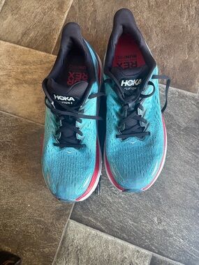 Hoka Clifton 8 Running Shoes - Teal and Pink